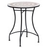 Outsunny 60 cm Mosaic Garden Table, Small Round Outdoor Side Table with Ceramic Top, Plant Stand for Patio, Balcony, Orange and White