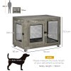 PawHut Dog Crate Furniture End Table w/ Soft Washable Cushion, Two Doors, Indoor Pet Kennel for Small Medium Large Dogs w/ Wire Mesh, Grey