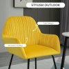 HOMCOM Modern Accent Chair, Velvet-Feel Fabric Upholstered Armchair with Metal Base for Living Room, Yellow
