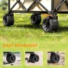 Outsunny 110L Festival Trolley on Wheels, Folding Camping Trolley Cart with Telescopic Handle, Carry Bag and All-Terrain Big Wheels, for Garden, Beach, Fishing, Black, Khaki
