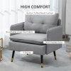 HOMCOM Modern One Seater Sofa, Button Tufted Armchair with Cushions and Steel Legs, Accent Chair for Living Room, Guest Room, Grey