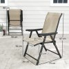 Outsunny Set of 2 Folding Chair, Garden Chair Set with Breathable Mesh Back and Seat, Outdoor Camping Chairs with Armrests, Steel Frame for Deck Balcony, Brown