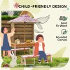 AIYAPLAY Kids Picnic Table, Wooden Children Garden Table and Bench Set with Removable & Foldable Umbrella, Cushions, Storage Boxes, Flamingo Theme Outdoor Furniture for Boys Girls, Pink