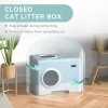 PawHut Cat Litter Tray with Hood Cat Litter Box with Front Entry, Top Exit, Drawer, Tray, Scoop, 38.5H x 52L x 41Wcm - Blue