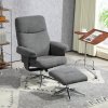 HOMCOM Recliner Chair with Footstool, Upholstered Velvet Fabric Armchair with Adjustable Back, Solid Wood Frame for Living Room, Charcoal Grey