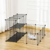PawHut Pet Playpen w/ Door Customisable Fence for Guinea Pigs Chinchillas Hedgehogs - Black