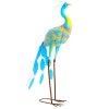 Outsunny Peacock Garden Statue, Standing Garden Ornament, Metal Garden Gift with Stakes for Patio Pond Landscape Decoration, Multi-Colour