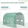Outsunny 3 x 2 x 2m Greenhouse Replacement Cover ONLY Winter Garden Plant PE Cover for Tunnel Walk-in Greenhouse with Roll-up Windows Door Outdoor, Green