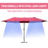 Outsunny 4.6m Garden Parasol Double-Sided Sun Umbrella Patio Market Shelter Canopy Shade Outdoor with Cross Base - Red