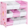 ZONEKIZ Kids Storage Unit Toy Box Organiser Bookshelf w/ Nine Removable Baskets, for Bedroom, Nursery, Playroom - Pink