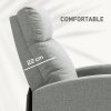 HOMCOM Push Back Recliner Armchair, Linen Fabric Reclining Chair with Adjustable Leg Rest, Single Padded Seat Sofa Lounge for Living Room, Bedroom, Light Grey