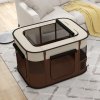PawHut Dog Pen, Pet Playpen, Portable Foldable Dog Cat Playpen Soft Pet Cage with Storage Bag for Puppies, Rabbits, Kittens, Guinea Pigs, 94 x 74 x 60cm - Brown