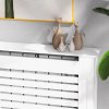 HOMCOM Radiator Cover, Modern MDF White Painted Cabinet with Horizontal Slats for Living Room, Bedroom, 152L x 19W x 81H cm