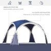 Outsunny 3.5 x 3.5M 6-8 Person Camping Gazebo, Outdoor Event Shelter Dome Tent Garden Sun Shelter Patio Spire Arc Pavilion Camp Sun Shade, Blue and Grey