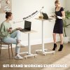 Vinsetto 65 - 48cm Mobile Standing Desk with 4 Rolling Castors, Stand Up Desk on Wheels, Height Adjustable Standing Desk, Over-bed Table for Living Room, Bedroom, Medical, Natural Wood Finish