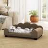 PawHut Dog Sofa Bed, Elevated Cat Sofa with Backrest and Armrest, Breathable Pet Lounge for Indoor Small Dogs, Brown