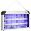 Outsunny 30W Electric Fly Zapper, Bug Zapper with UK Plug, 2 UV Bulbs, Hanging Chain, On/Off Switch and Removable Catch Tray, 60?O Coverage Insect Mosquito Killer for Indoor and Outdoor Use, Silver