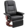 HOMCOM 360° Swivel Recliner Chair with Footstool, Manual Recliner Armchair with Wooden Base, Linen-Like Upholstered Reclining Chair for Living Room, Bedroom, Office, Black