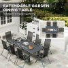 Outsunny Extending Garden Table, Full Aluminium Outdoor Dining Table with Slatted Top, for Patio, Balcony, 160/220 x 90 x 73 cm, Grey