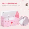 ZONEKIZ 2 in 1 Wooden Toy Box, Kids Storage Bench, Toy Chest with Safety Rod - Pink