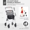 HOMCOM Folding Upright Rollator Walker with Lightweight Walking Frame, Storage Bag, Tray, Dual Brakes, Adjustable Handle Height, Mobility Aid Rolling 4 Wheeled Walker for Seniors, White