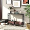 HOMCOM Industrial Console Table with Storage Shelf, Narrow Hallway Dressing Desk with Metal Frame for Living Room, Bedroom