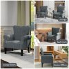 HOMCOM Armchair, Upholstered Modern Accent Chair with High Back, Rolled Arms and Wood Legs, Soft Thick Padded Living Room Chair