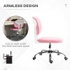 Vinsetto Cute Armless Office Chair, Teddy Fleece Fabric Computer Desk Chair, Vanity Task Chair with Adjustable Height, Swivel Wheels, Mid Back, Pink