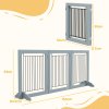 PawHut Freestanding Dog Cate, Foldable Wooden Pet Gate with  - 61cm Tall, for Stairways, Doorways, Hallways, Small Dogs - Grey