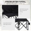 Outsunny 6 Seater Folding Bench, Outdoor Camping Chair Portable Sports Spectator Chair with Metal Frame, Cup Holder & Carry Bag, Black