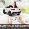 AIYAPLAY Mercedes-Benz GLC Coupe Licensed Kids Ride on Car, 12V Battery Powered Kids Electric Car with Remote Control, Soft Start, LED Light, Music, MP3, 3 Speed, for 3-6 Years, White