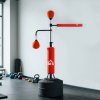 HOMCOM 4-in-1 Boxing Punching Bag Free Standing with 2 Speed Balls, 360 Degree Relax Bar, PU-Wrapped Boxing Bag and Fillable Base, 160-230cm Adjustable Height, Red
