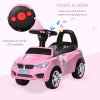 HOMCOM Ride on Car Baby Toddler Walker Foot to Floor Sliding Car Slider w/ Horn Music Working Lights Storage for 1.5 - 3 Years Old Pink