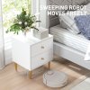 HOMCOM Bedside Table with 2 Drawers, Modern Side Table with Curved Line Panels and Metal Legs for Bedroom, Living Room, White