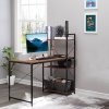HOMCOM Computer Desk with Storage Shelves on Left or Right, Industrial Reversible Writing Desk for Home Office, Study, Easy Assembly, 120 x 64 x 121cm