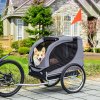 PawHut Steel Dog Bike Trailer Pet Cart Carrier for Bicycle Kit Water Resistant with Hitch Coupler Travel Grey and Black