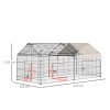 PawHut Rabbit Run Playpen, Guinea Pig Cage with Pitched Roof, Sun Protection Cover, 220 x 103 x 103 cm, Metal Enclosure for Small Animals, Chickens, Ferrets, Beige