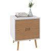 HOMCOM Bedside Table, Modern Nightstand with 2 Drawers, Small Sofa End Table with Storage and Solid Wood Legs for Bedroom, Living Room, Brown