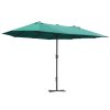 Outsunny 4.6m Garden Parasol Double-Sided Sun Umbrella Patio Market Shelter Canopy Shade Outdoor with Cross Base - Dark Green