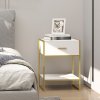 HOMCOM Bedside Table with Storage Drawer and Open Shelf, Modern Nightstand, Side Table with Metal Frame for Bedroom, Living Room, White