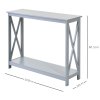HOMCOM Console Table Hallway Desk w/Storage Shelf, X Design for Living Room Entryway, Grey