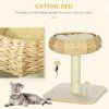 PawHut 51cm Cat Tree, Kitty Activity Center, Cat Climbing Toy, Cat Tower w/ Cattail Bed, Toy Ball, Scratching Post - Beige