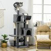 PawHut 177cm Cat Tree for Indoor Cats, Mult-level Kitten Climbing Tower, with Scratching Posts, Two Cat Houses, Perches, Toy Ball - Dark Grey