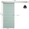 HOMCOM 90cm Sliding Glass Door with Hardware Track Kit, Frosted Tempered Glass with Stripe Pattern, Round Handle