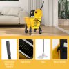 HOMCOM Mop Bucket with Wringer Set on Wheels for Floor Cleaning, 26 Litre Down Press Wringer with Handle and Mop, Yellow
