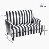 HOMCOM Modern Cuddle Chair, Velvet Single Sofa Armchair with Stripe, Turned Legs and Wide Seat, Upholstered Snuggle Chair for Living Room, Bedroom, Black and White