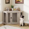 PawHut Dog Crate Furniture, Side Table Dog Kennel with Cushion, Large Door, for Large Dogs - Walnut Brown