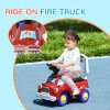 AIYAPLAY Ride On Car, Foot to Floor Baby Car with Under Seat Storage, Steering Wheel, Music, Light, Fire Truck Kids Car for Boys and Girls 1.5-3 Years Old, Red