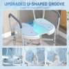 HOMCOM Shower Chair with Upgraded U-shaped Seat and Reinforced Crossbars, Height Adjustable Padded Bath Chair with Non-slip Feet for Elderly Seniors Disabled Handicap, Tool-Free Assembly