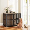 PawHut Dog Crate Furniture, Dog Cage Side End Table Indoor with Anti-Chew Resistant Mesh, Anti-Escape Door, for Large Pet, 100 x 60 x 81.5 cm, Walnut Brown